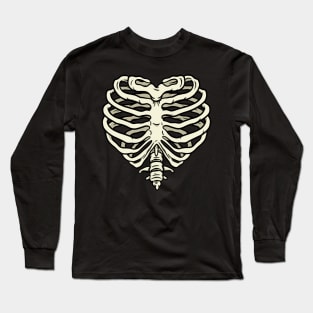 Skeleton Bones Rib Cage Hearth Funny Skull Costume Halloween Long Sleeve T-Shirt